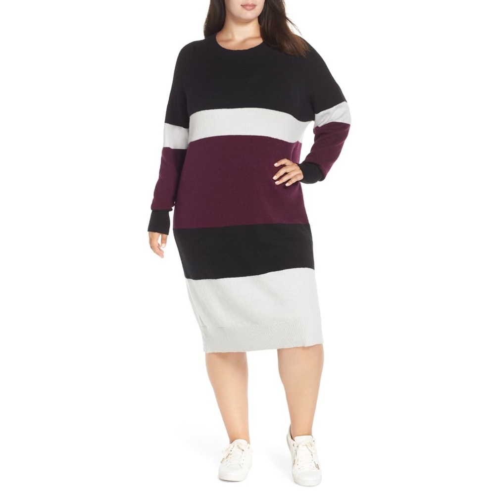 BP Striped Sweater Dress Navy Size Large NWOT